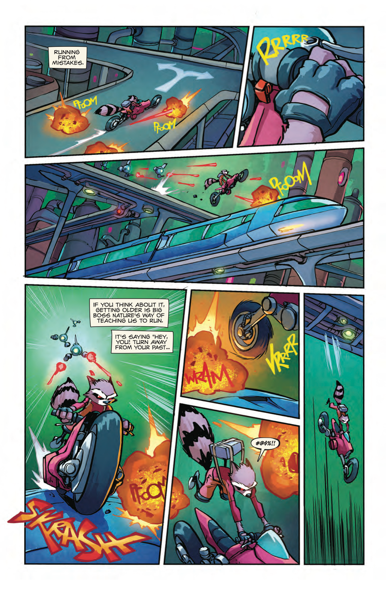 Illustration for article titled Exclusive Marvel preview: Rocket makes a thrilling getaway in Rocket Raccoon #11